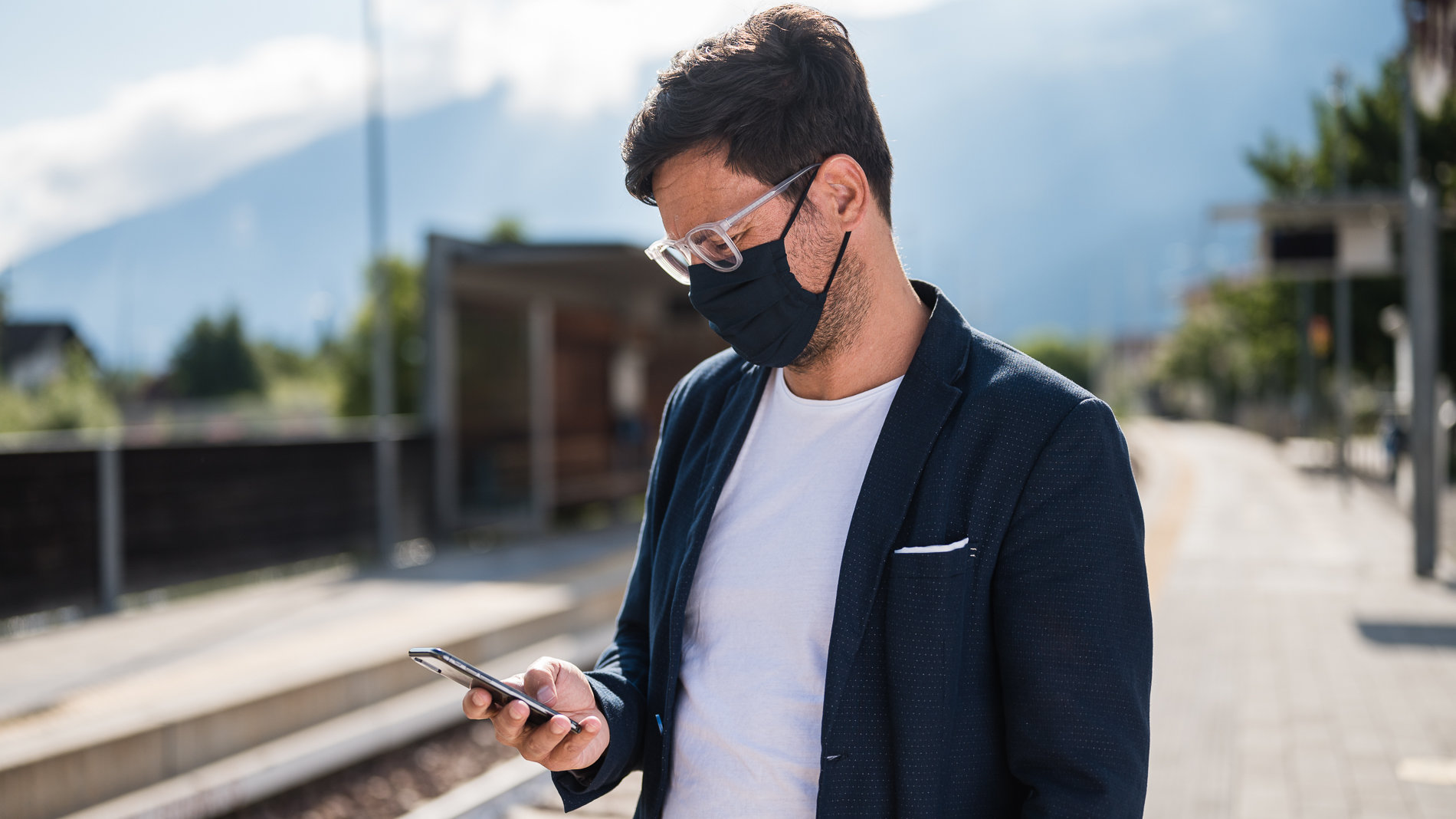 A passenger is waiting for the train
