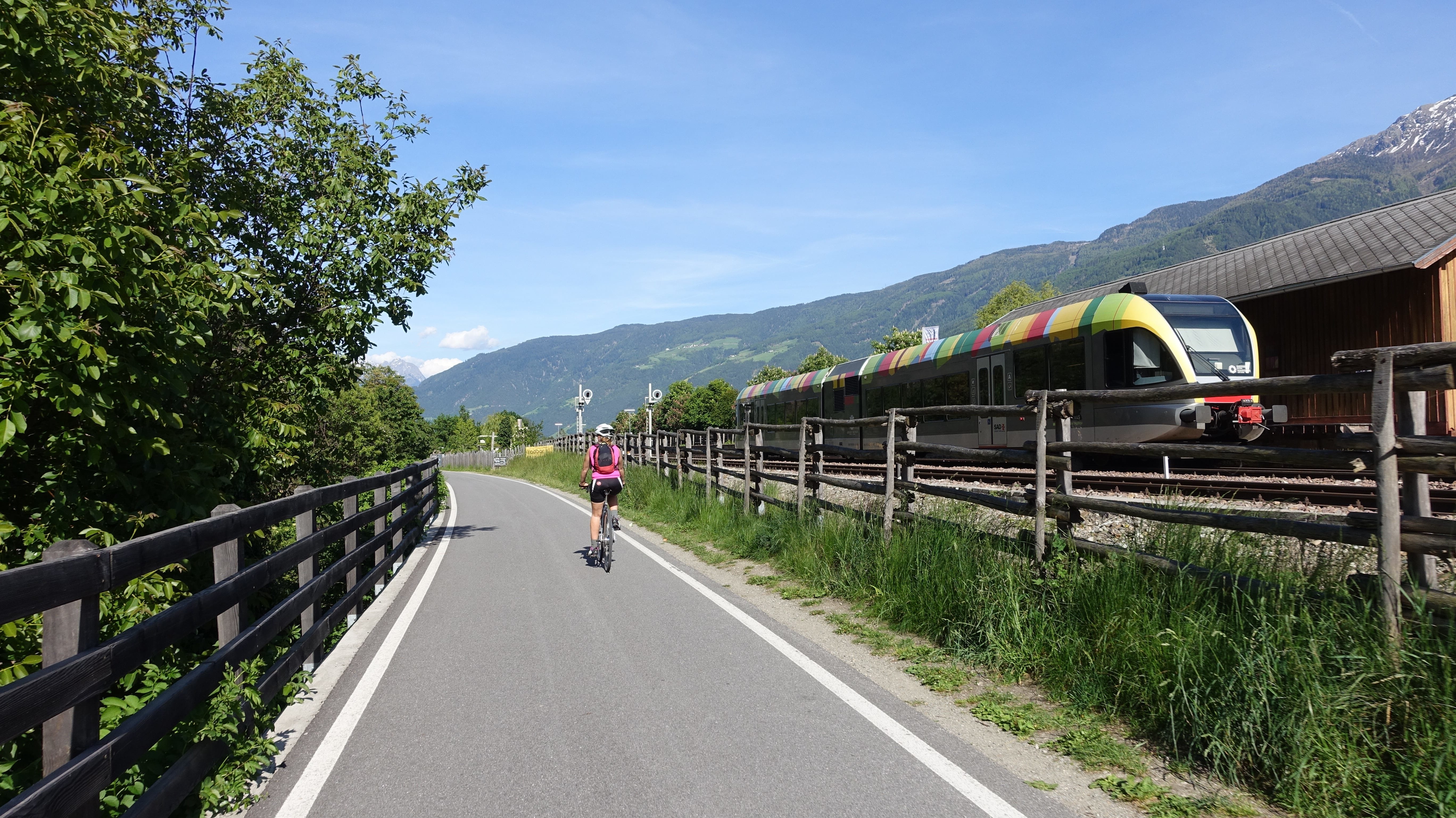 Bicycle on the cycling lane beside the railway.
